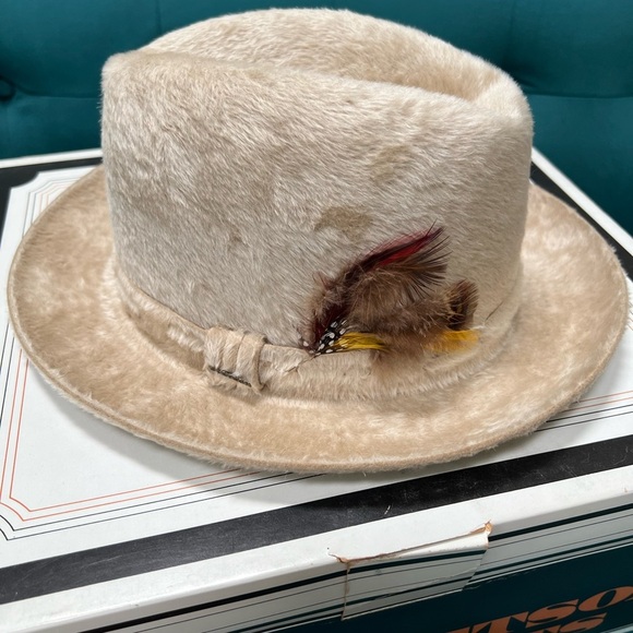 1950’s John B Stetson The Imperial Tan Long Haired Beaver Fur Fedora Size 7/56CM - Picture 1 of 11